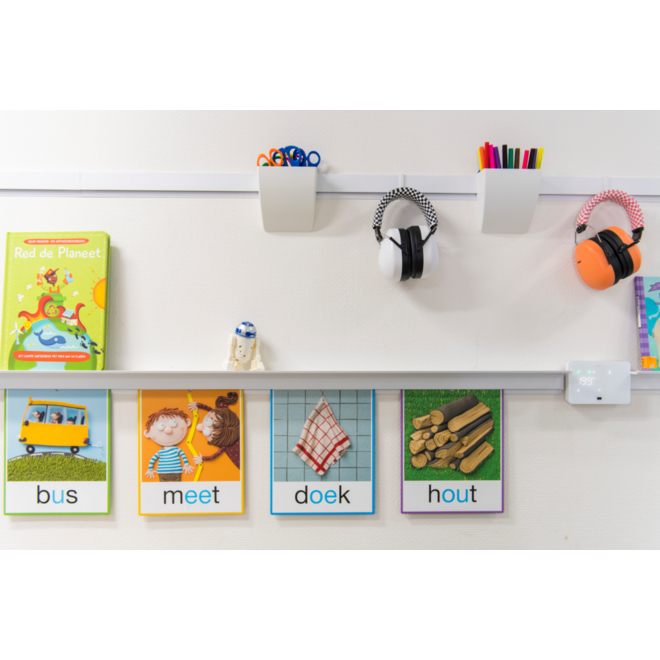Info Rail+, wit 200 cm, inclusief