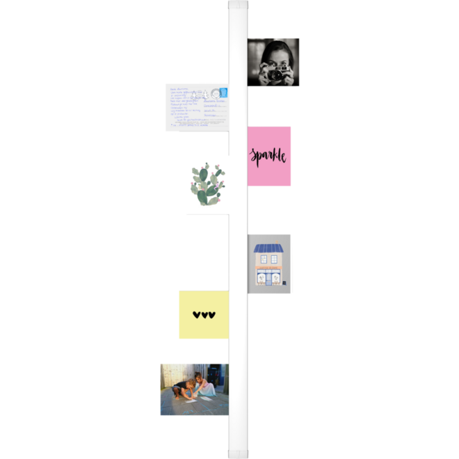 Card Rail wit, 114 cm, inclusief bevestigingsmateriaal en magneetjes
