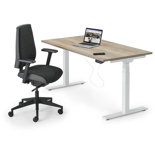 Bureau S-Line, Oak light, onderstel wit, 160x80 cm