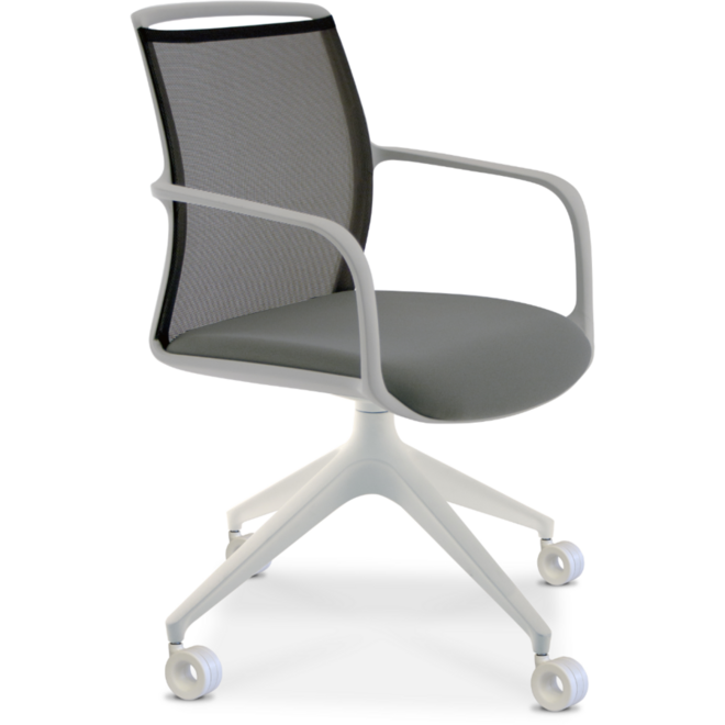 Stoel verrijdbaar Join, Antraciete bekleding, frame wit