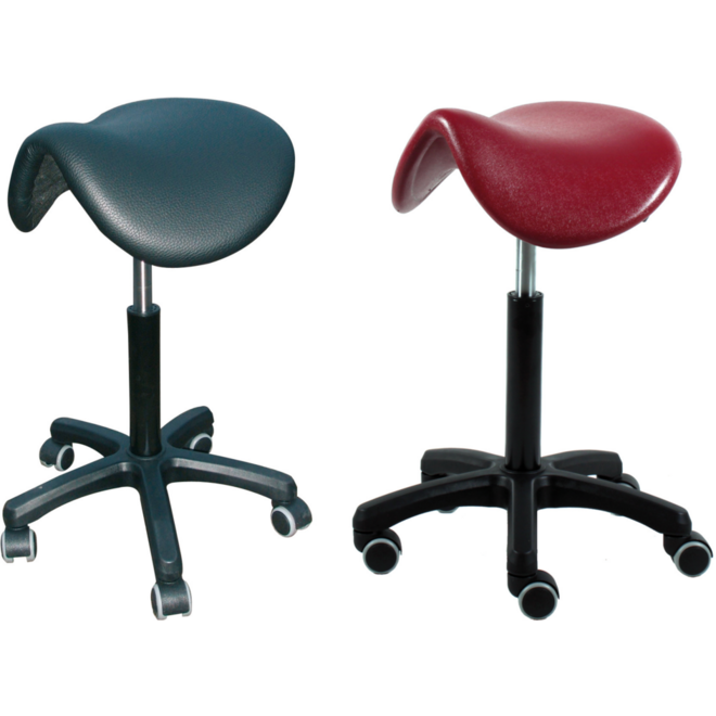 Zadelstoel neig- en verstelbaar van 52 t/m 67 cm, PUR zwart, voet zwart