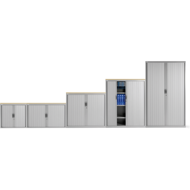Roldeurkast NG 198 x 120 x 45 cm voorzien van 4 legborden