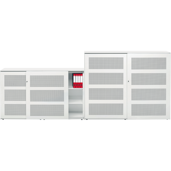 Schuifdeurkast akoestisch incl. top metaal en 8 legb. 200 x 195 x 45cm