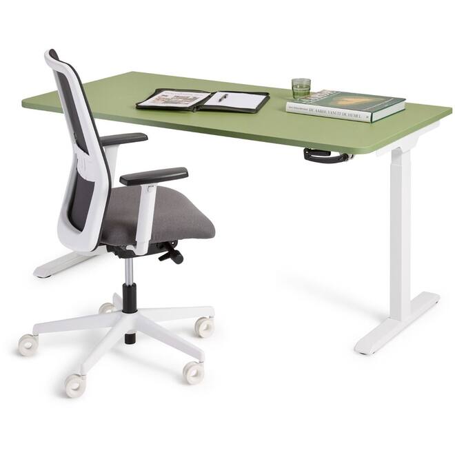 Bureau S-Light slinger, 160x80 cm, wit frame, groen blad (Taiga)