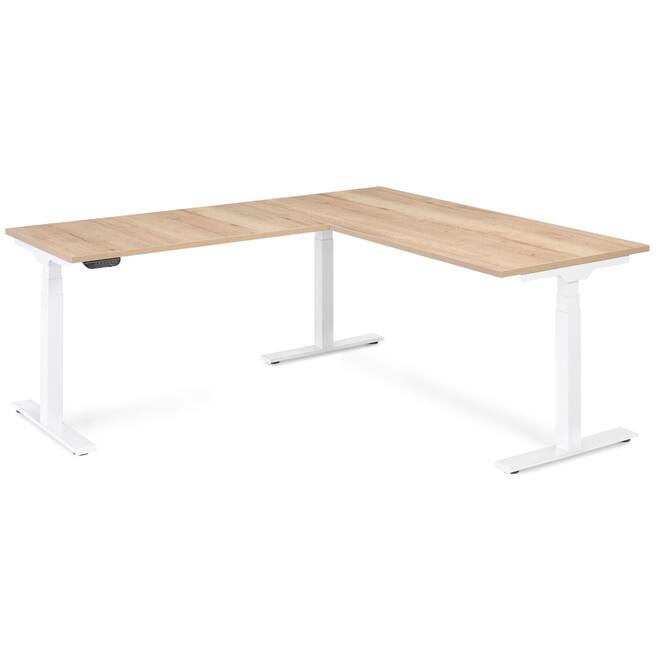 S-Line hoekopstelling, wit frame, blad Oak medium, 120x80/70x100 cm