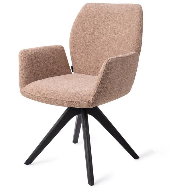 Misaki stoel, stofkleur Humble Hemp, onderstel black oak hout