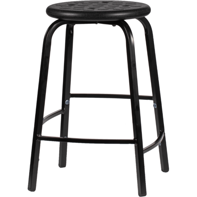 Taboeret zithoogte 46, frame zwart, zitting zwart (PUR)