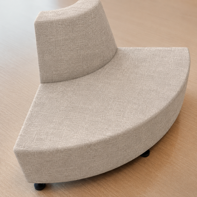 Zitelement Daan, binnenhoek, korte rug, diameter 160 cm, stof Adore