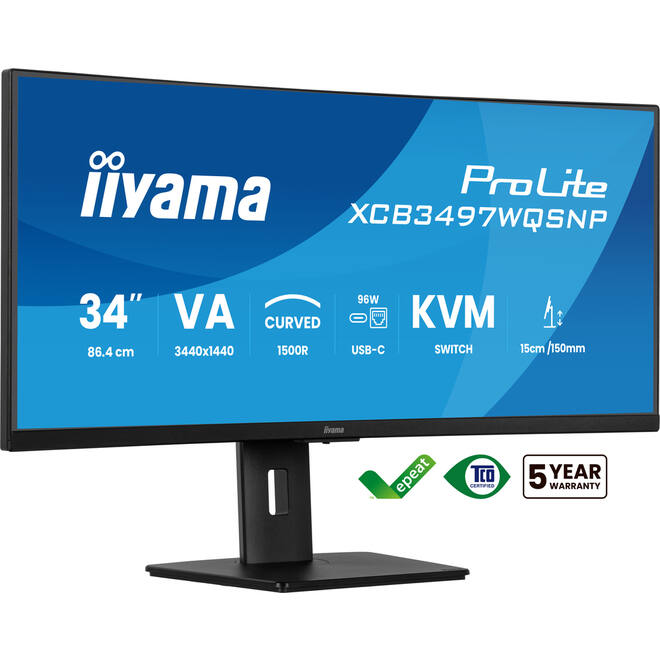 iiyama Monitor 34" UQHD Curved/USB-C/HDMI/DP/IHV