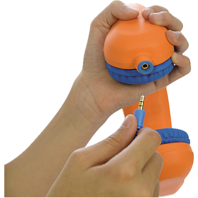 Safe 'n Sound hoofdtelefoon oranje, met afneembare textiel kabel