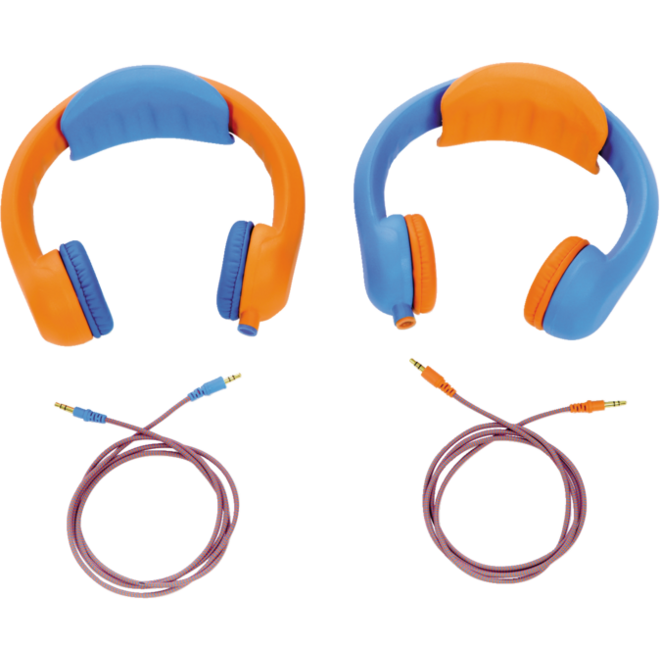 Safe 'n Sound hoofdtelefoon set van 6 st. (blauw/oranje) + 3 extra kabels