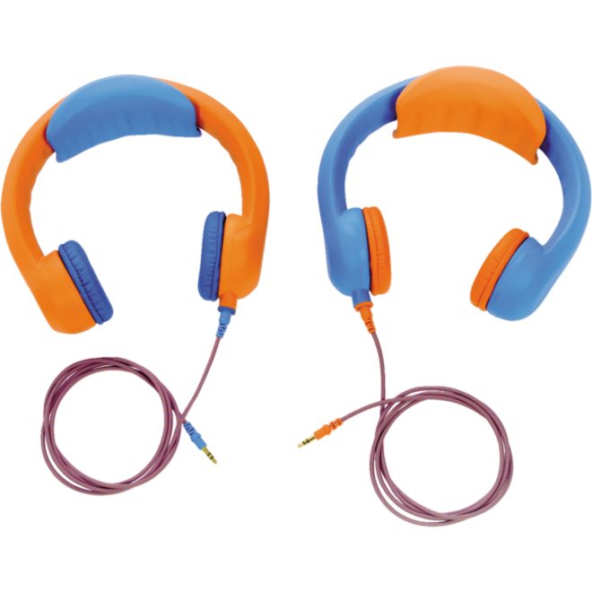 Safe 'n Sound hoofdtelefoon set van 6 st. (blauw/oranje) + 3 extra kabels