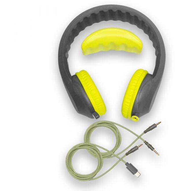 Safe 'n Sound hoofdtelefoon EduFlex Lime met Mini Jack en USB-C kabel