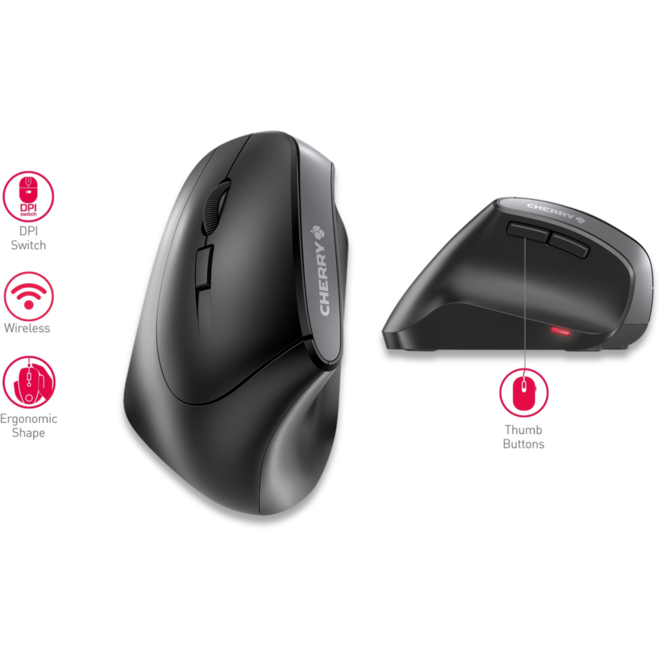Cherry Ergonomische USB muis MW4500 / draadloos / links