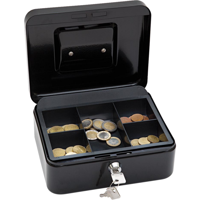 Geldkoffer met slot 20 x 16 x 9 cm zwart