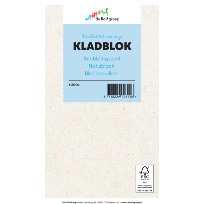 Kladblok | de Rolf groep 11,5 x 20 cm, 200 vel