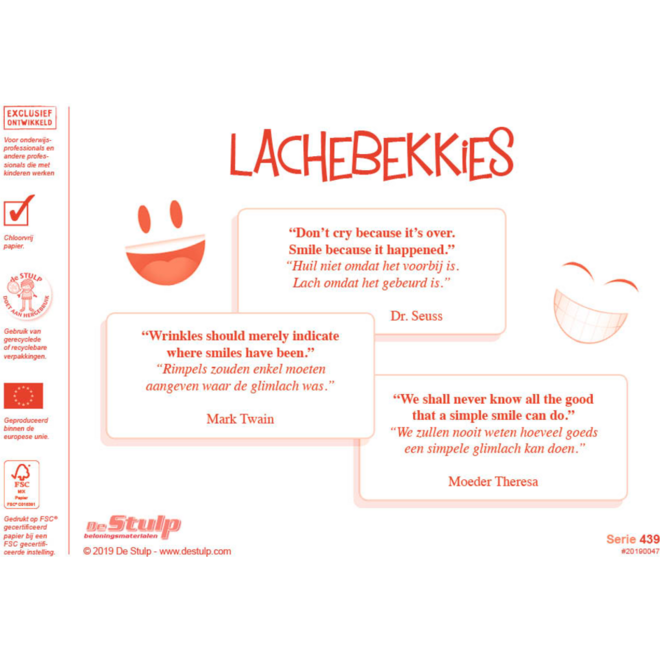 Beloningsstickers 439 lachebekkies, 100 motieven, 2000 stuks