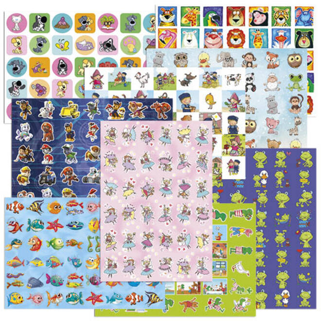 Beloningsstickers Mix Fantasie OB 319003, 15 motieven per vel, 720 stuks