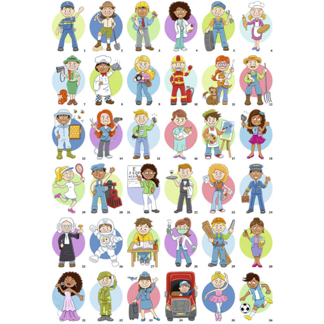 Beloningsstickers (serie 461) Beroepen, 36 motieven, 720 stuks