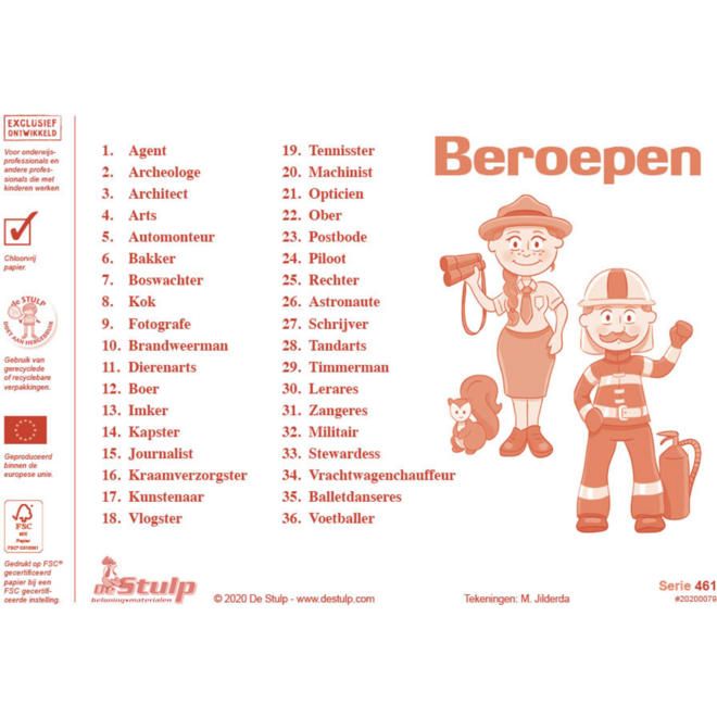 Beloningsstickers (serie 461) Beroepen, 36 motieven, 720 stuks