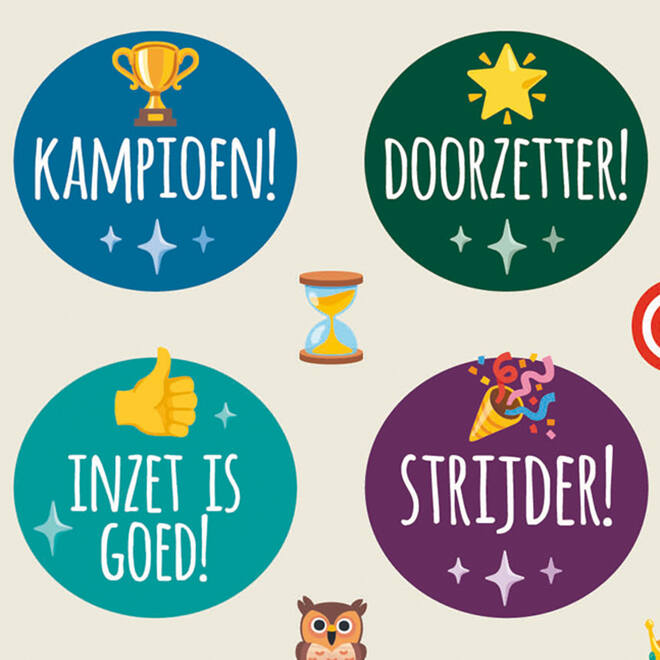 Beloningsstickers 153 Emoji aanmoedigingsteksten 36 motieven, 720 stuks