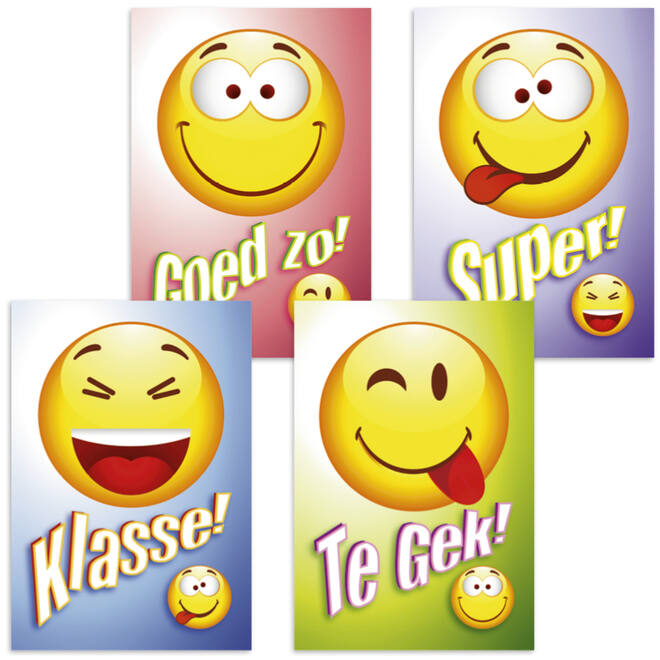 Beloningskaarten Smileys met teksten 4480, 4 motieven, 96 stuks