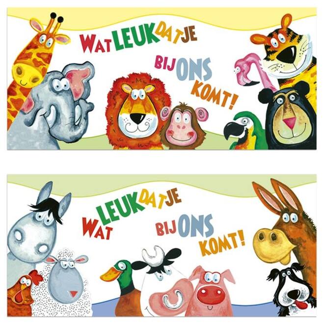 Oproepkaarten vrolijke dieren 5201 2 motieven, 25 stuks