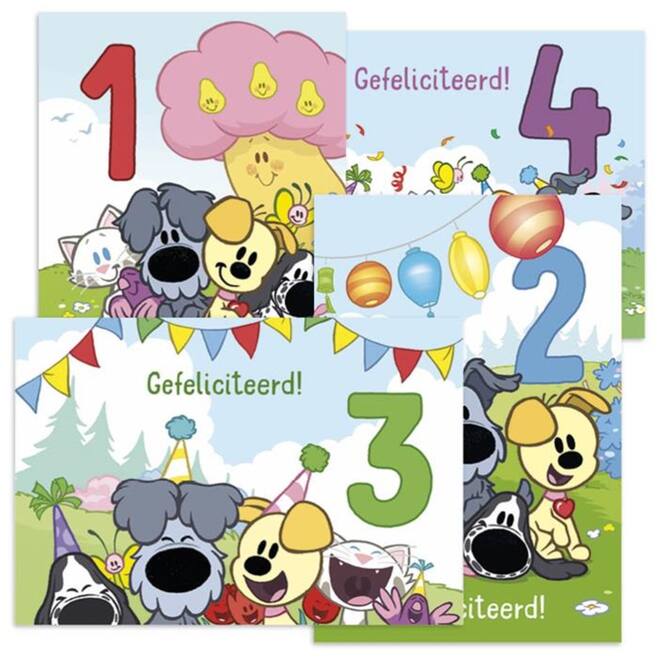 Cijferkaarten Woezel en Pip 1-4 jaar 5145, 4 motieven, 20 stuks