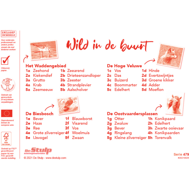 Beloningsstickers 479 Wild in de buurt, 40 motieven, 800 stuks