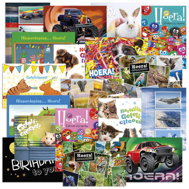 Miniposters Felicitatieteksten Mix 1106, 18 motieven, 18 stuks