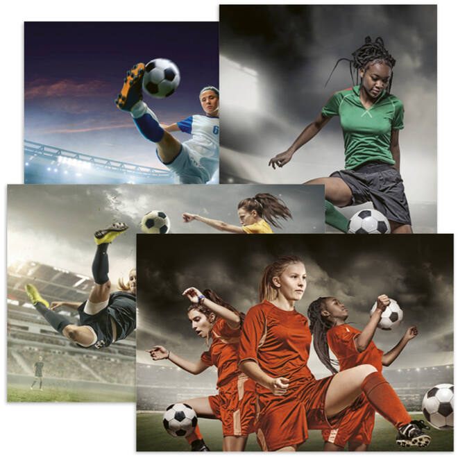 Miniposter 1089 Voetbalmeiden 4 motieven, 20 stuks