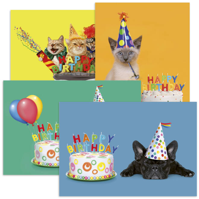 Miniposter 1086 Party animals 4 motieven, 20 stuks