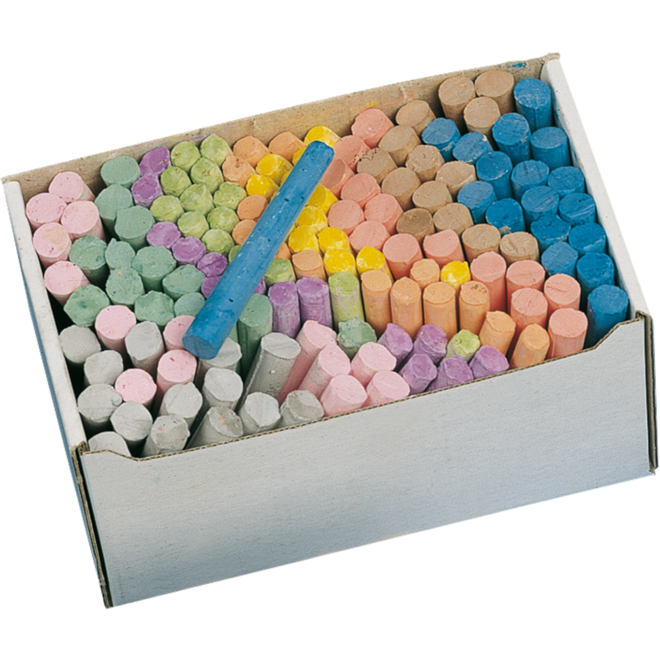 Bordkrijt assorti kleuren stofvrij, 144 stuks