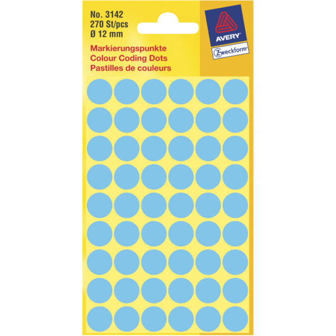 Etiketten rond blauw 12mm 270 stuks