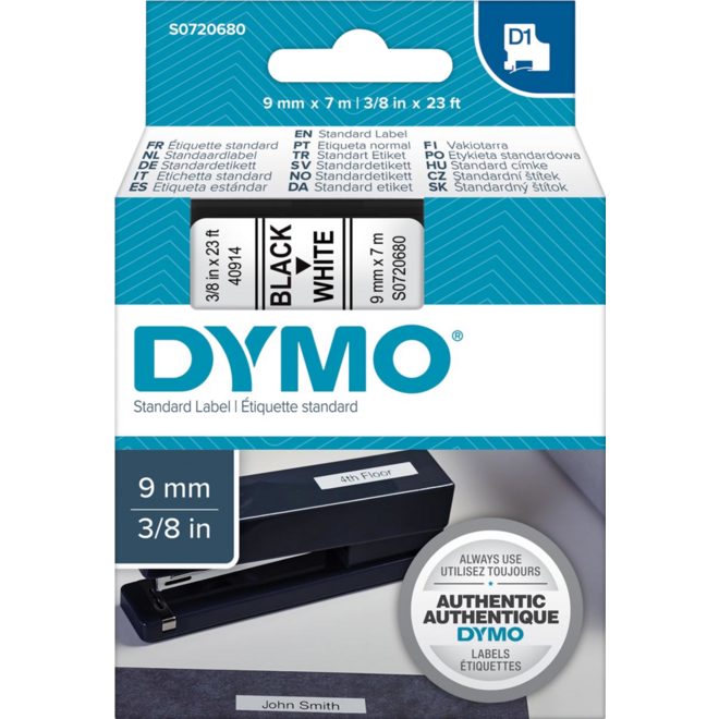 Lettertape  9 mm zwart