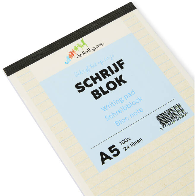 Schrijfblok A5 | de Rolf groep | 100 vel