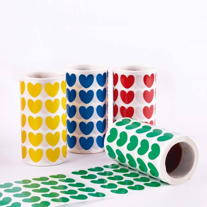 Plakfiguren zelfklevend assorti hartjes, 4 rol