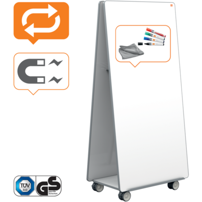 Whiteboard Nobo Move&Meet basis set afneembaar en draagbaar whiteboard grijs