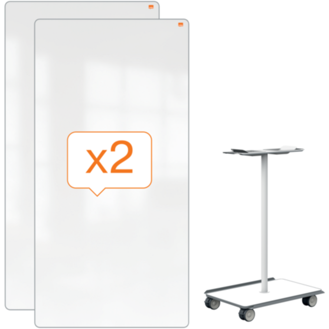 Whiteboard Nobo Move&Meet basis set afneembaar en draagbaar whiteboard grijs