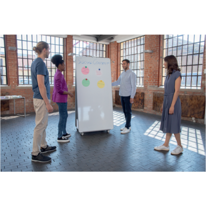 Whiteboard Nobo Move&Meet basis set afneembaar en draagbaar whiteboard grijs