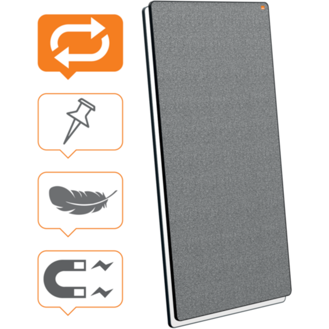 Whiteboard/memobord Nobo Move&Meet afneembaar en draagbaar 180x90cm zwart frame