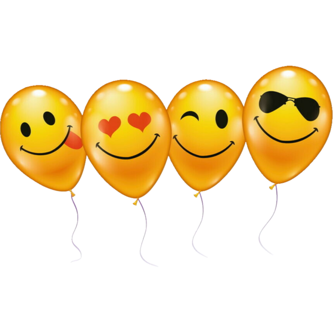 Ballonnen Smiley geel, 10 stuks