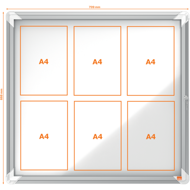 Binnenvitrine Nobo draaideur met slot 6 x A4