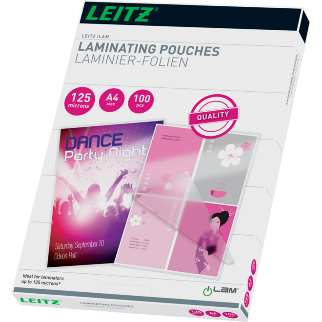Lamineerhoes/plasticifeerhoes Leitz A4, 125 micron,100 stuks