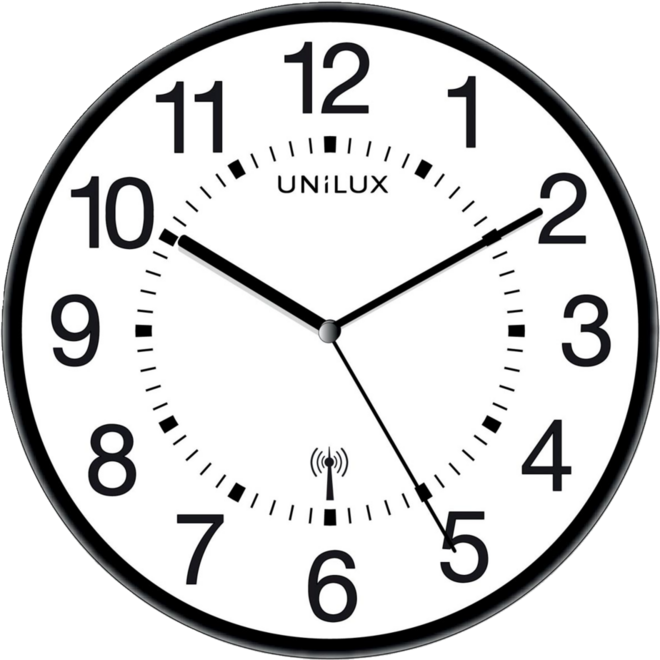 Wandklok Unilux wave radiogestuurd 30 cm zwart/wit