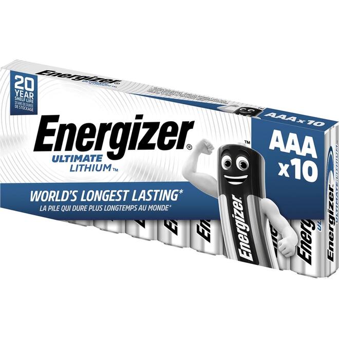 Batterijen Energizer Ultimate Lithium AAA/L92, pak van 10 stuks