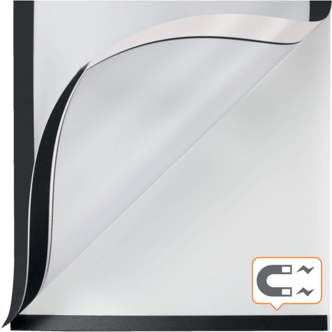 Posterframe Nobo Zelfklevende magnetische kader A4 zwart, set 2 stuks