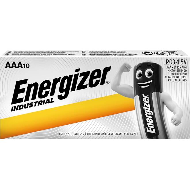Batterijen Energizer AAA alkaline Industrial LR03, 10 stuks