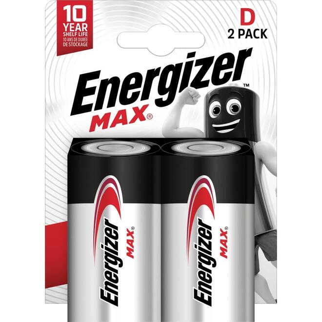 Batterijen Energizer type D LR20, 2 stuks