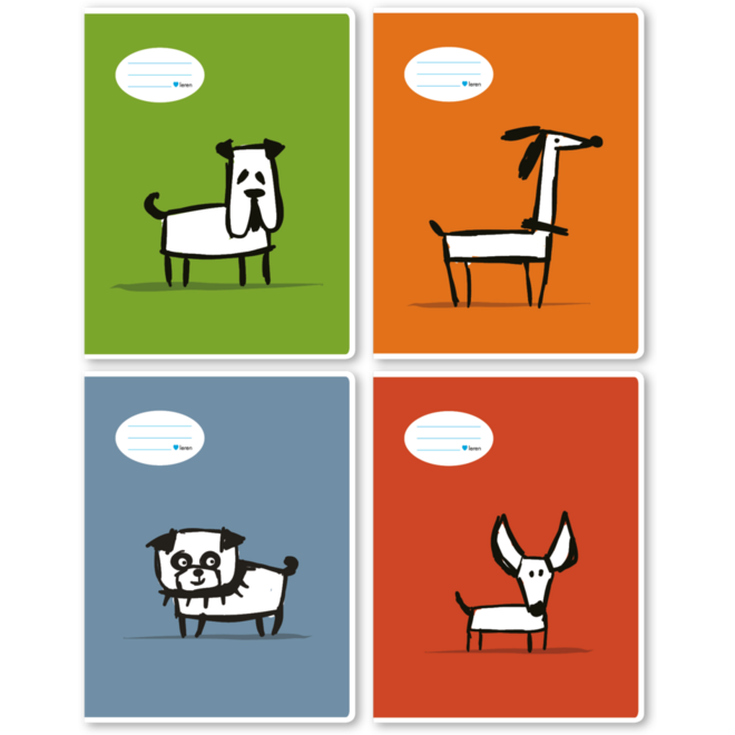 Schriften midicahiers 6-4-6, honden, 13,8 x 18 cm, 80 gr (25 stuks)
